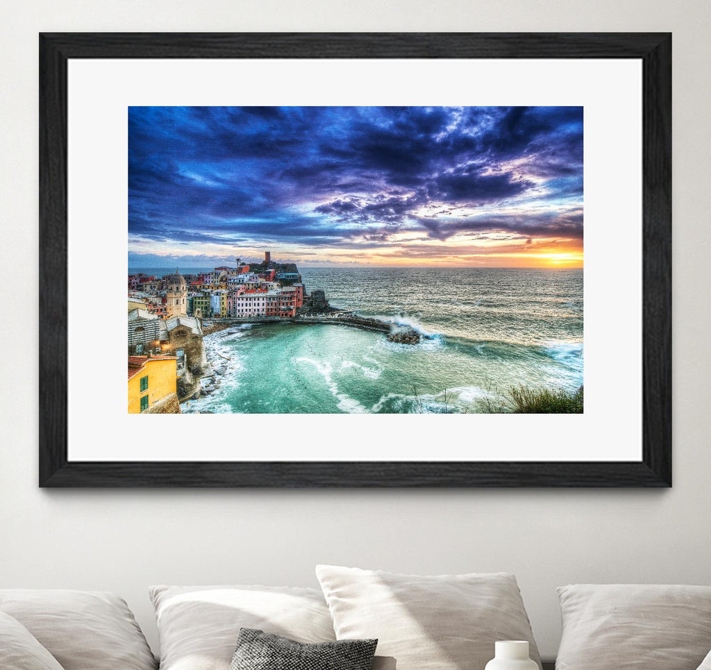 Vernazza Sunset, Cinque Terre, Italy by Nick Jackson on GIANT ART - green costal