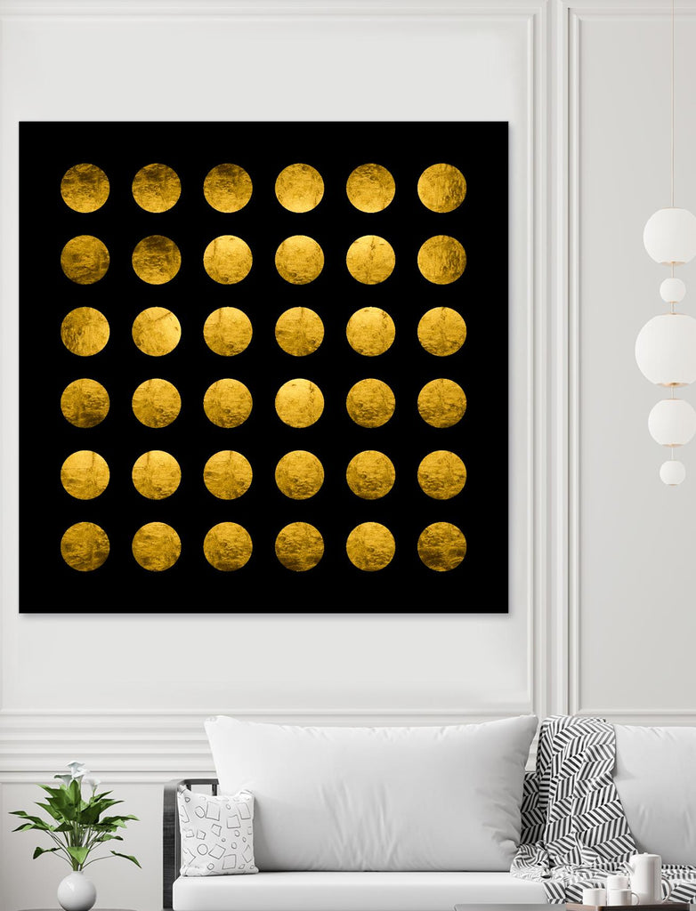 Golden Spots Black by Daniel Stanford on GIANT ART - gold shapes polka dots