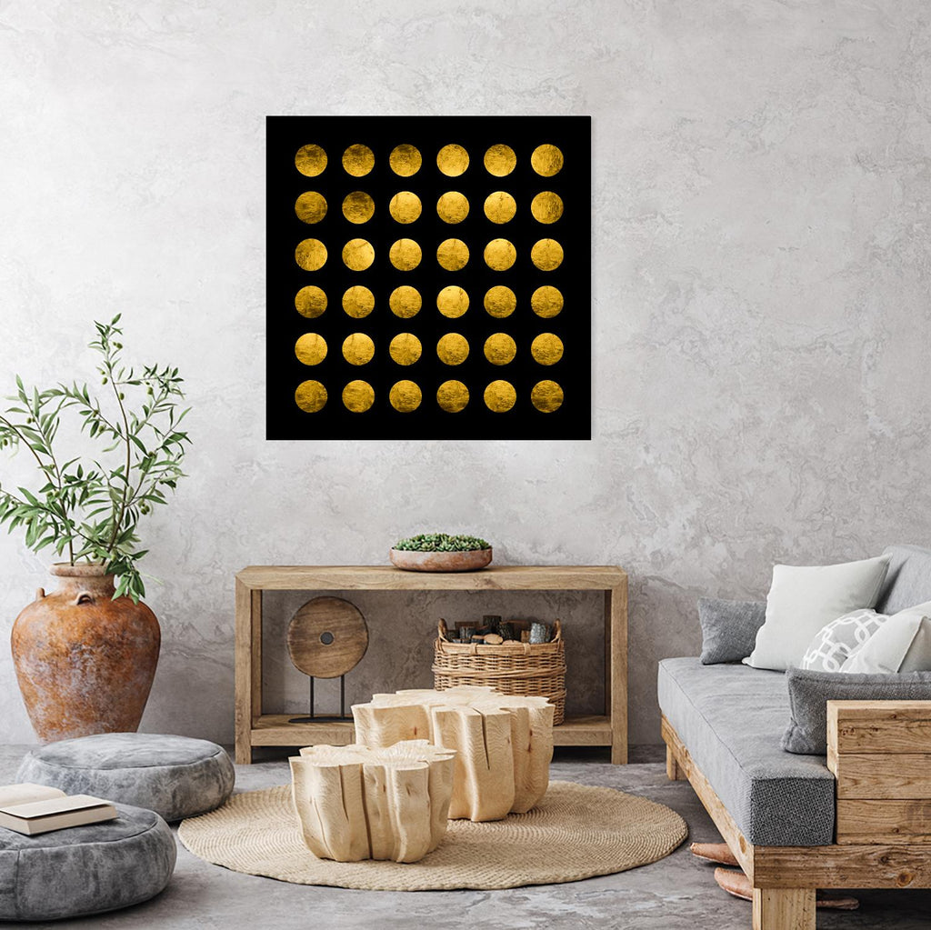 Golden Spots Black by Daniel Stanford on GIANT ART - gold shapes polka dots