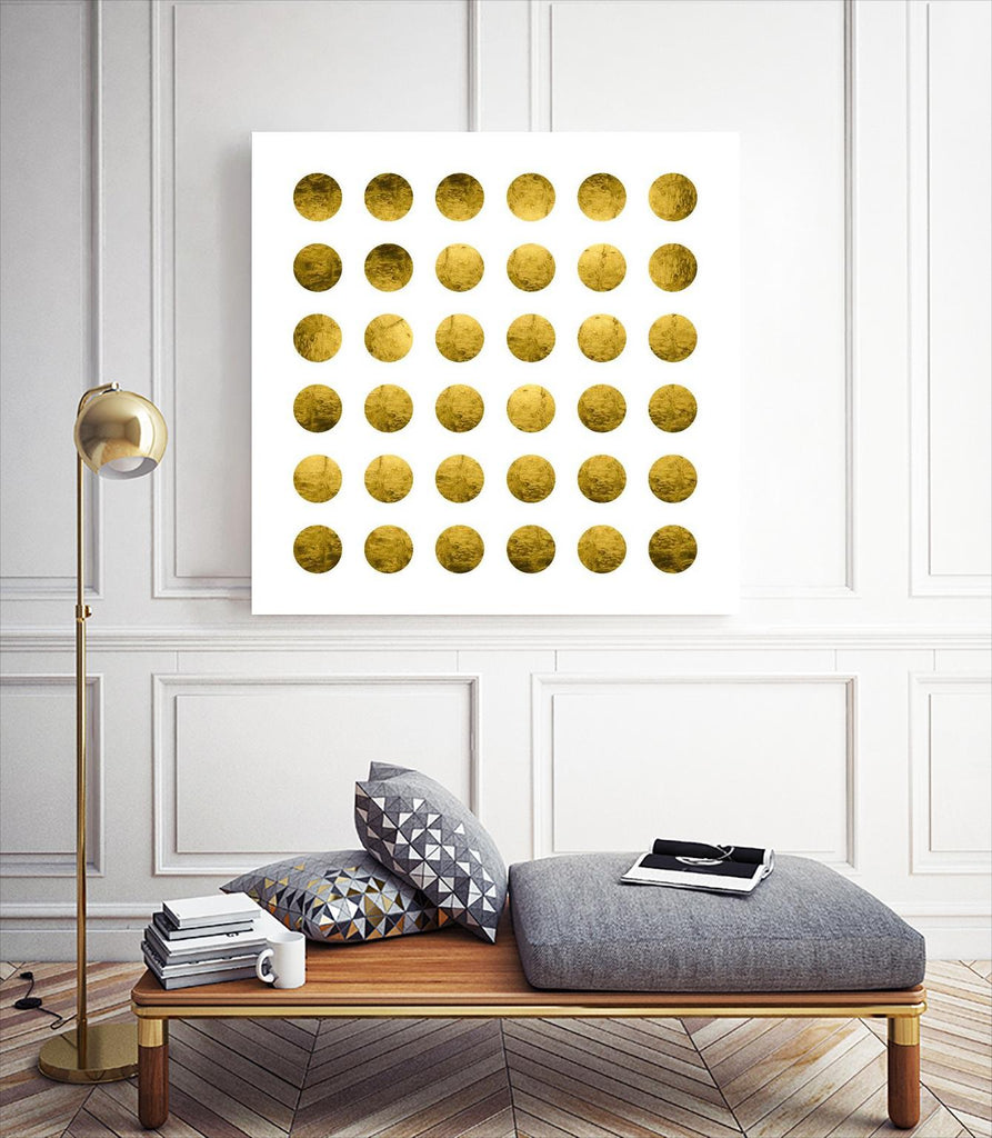 Golden Spots White by Daniel Stanford on GIANT ART - gold abstract