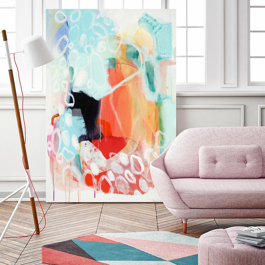 Cherry Creamsicle love by Claire Desjardins on GIANT ART - red abstract pastel