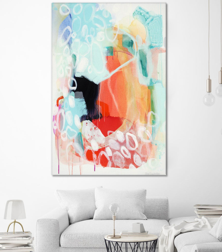 Cherry Creamsicle love by Claire Desjardins on GIANT ART - red abstract pastel