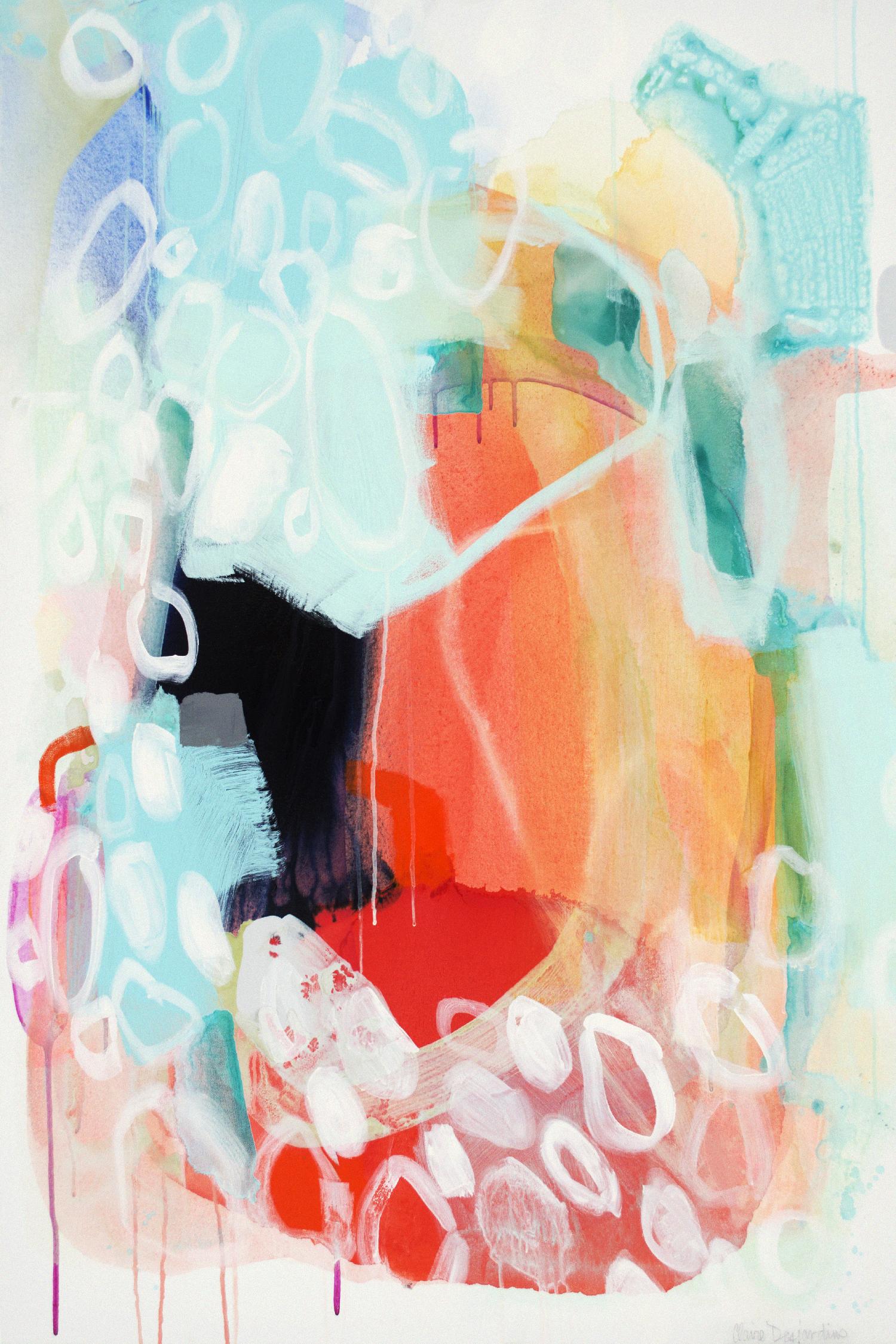 Cherry Creamsicle love by Claire Desjardins on GIANT ART - red abstract pastel