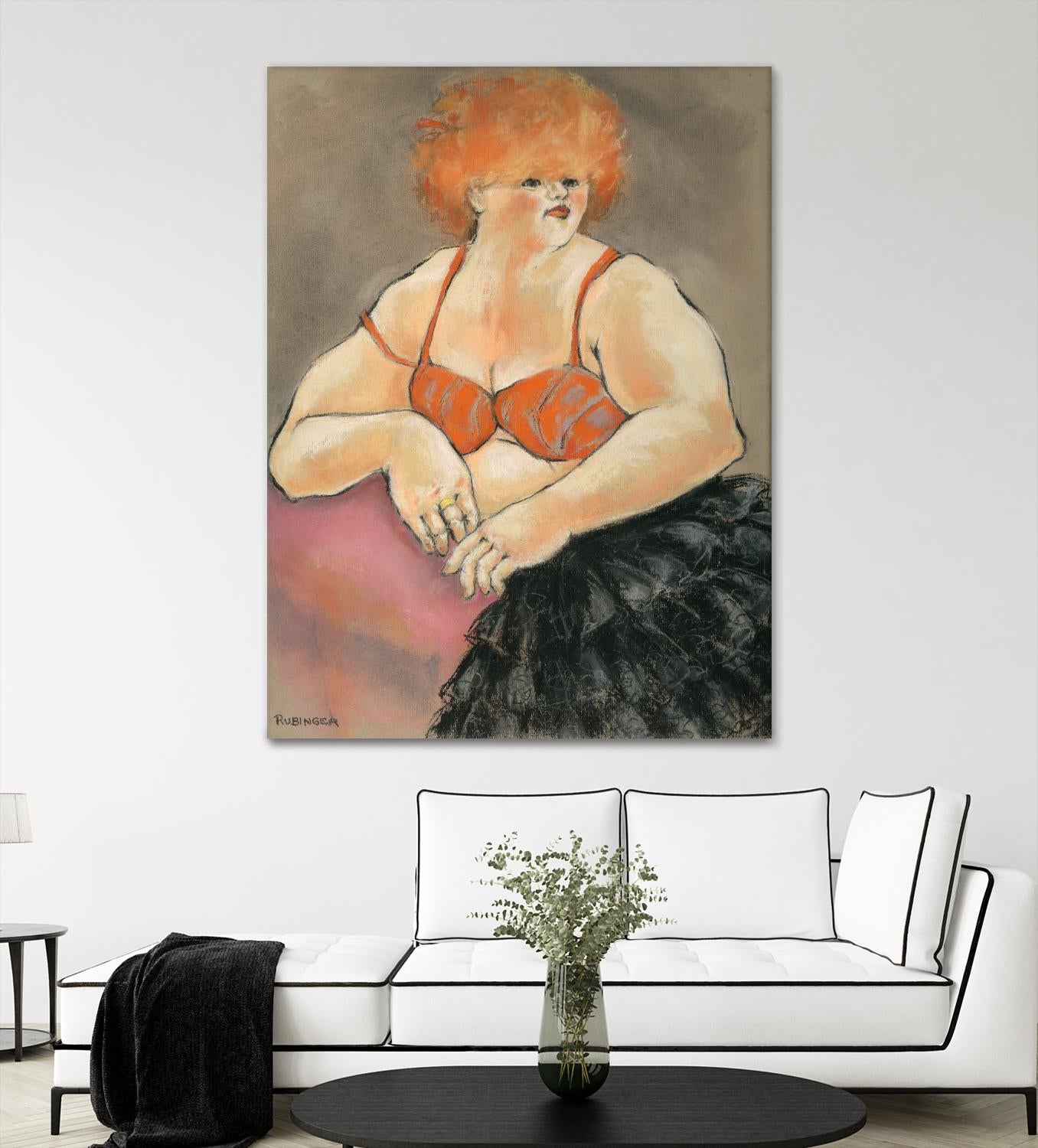 Hommage a la Goulue 2 by Bram Rubinger on GIANT ART - orange figurative drawing