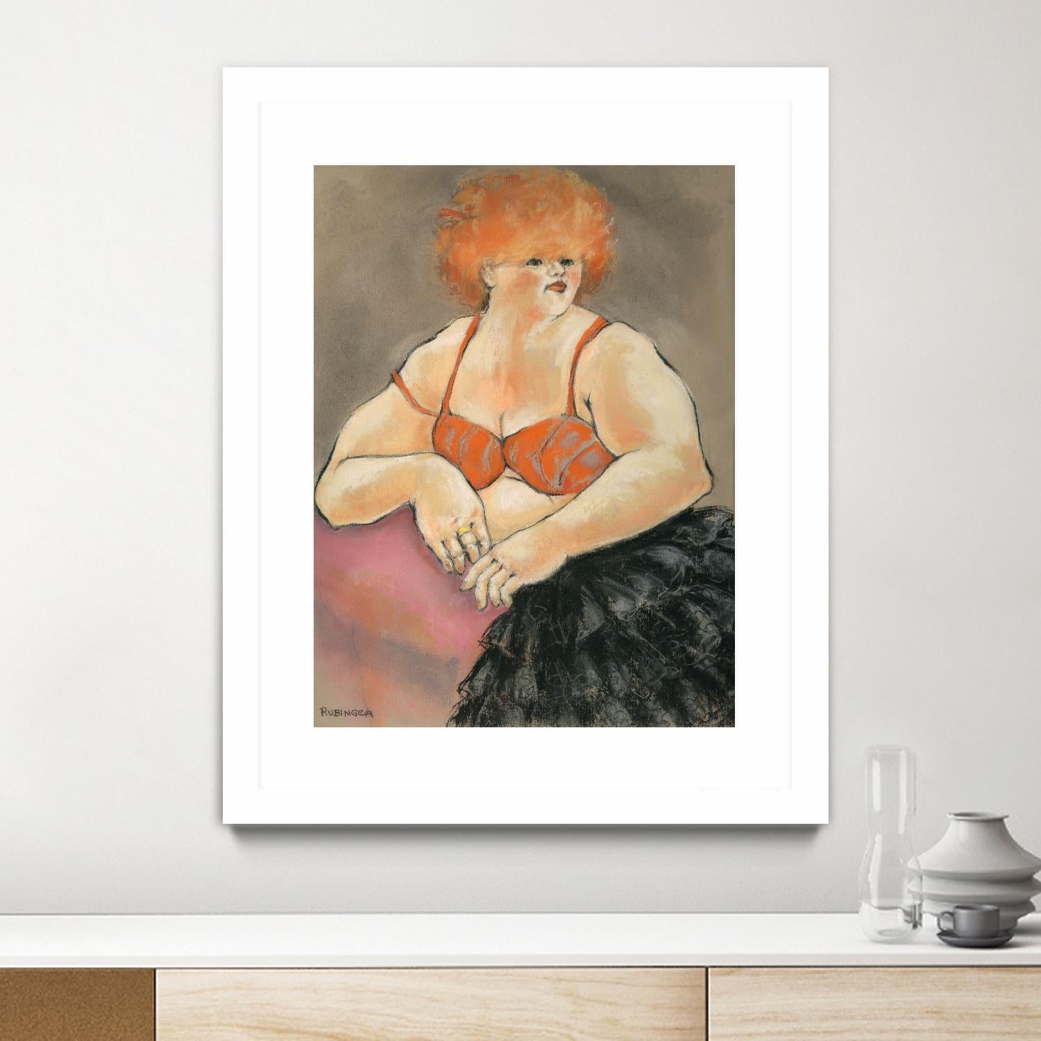 Hommage a la Goulue 2 by Bram Rubinger on GIANT ART - orange figurative drawing