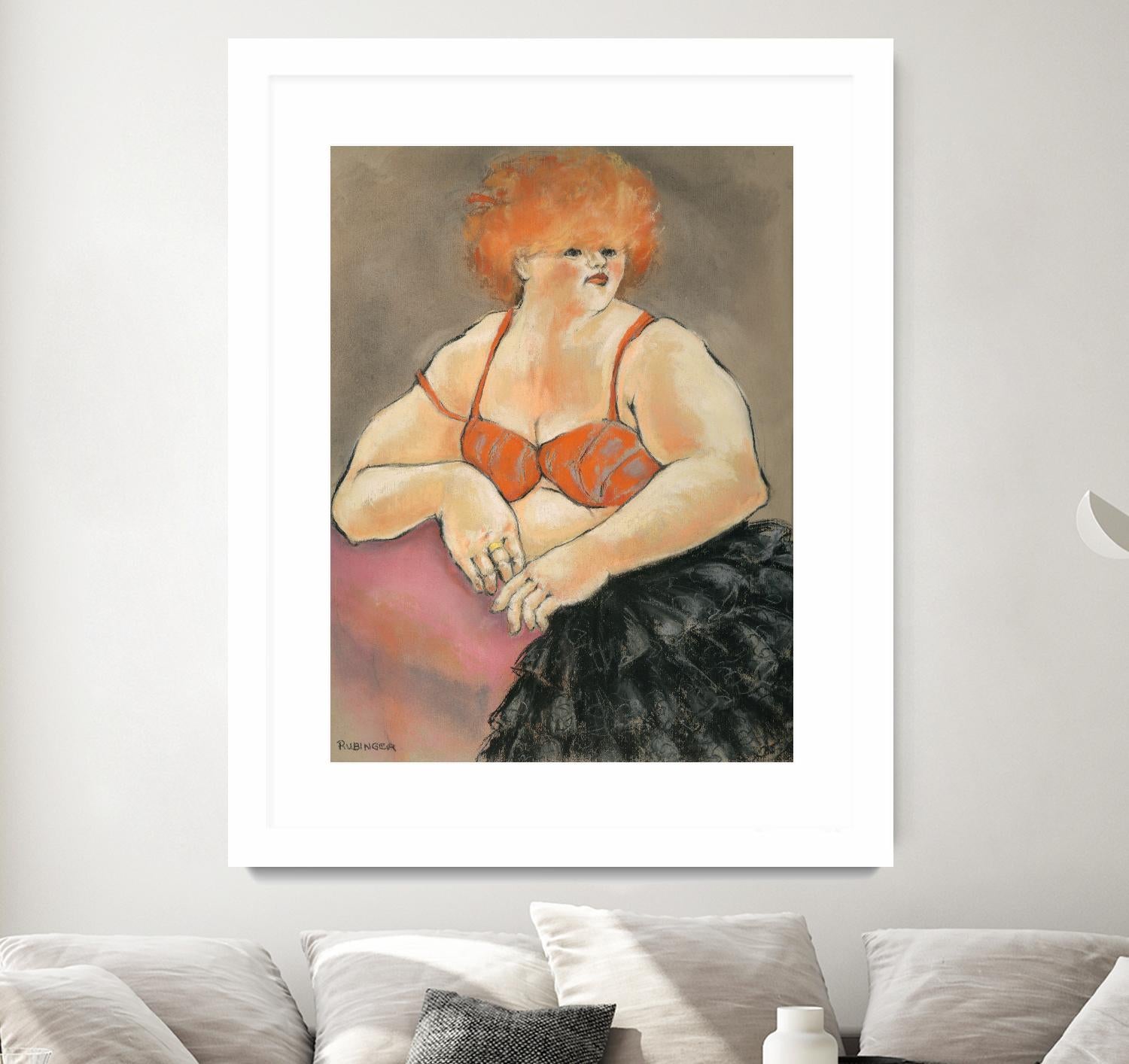 Hommage a la Goulue 2 by Bram Rubinger on GIANT ART - orange figurative drawing