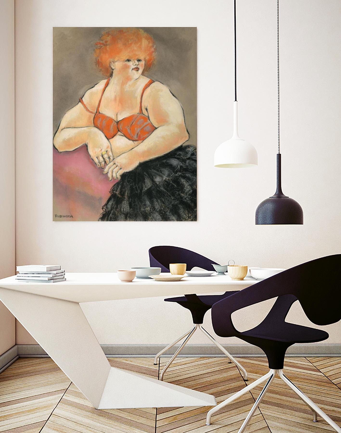 Hommage a la Goulue 2 by Bram Rubinger on GIANT ART - orange figurative drawing