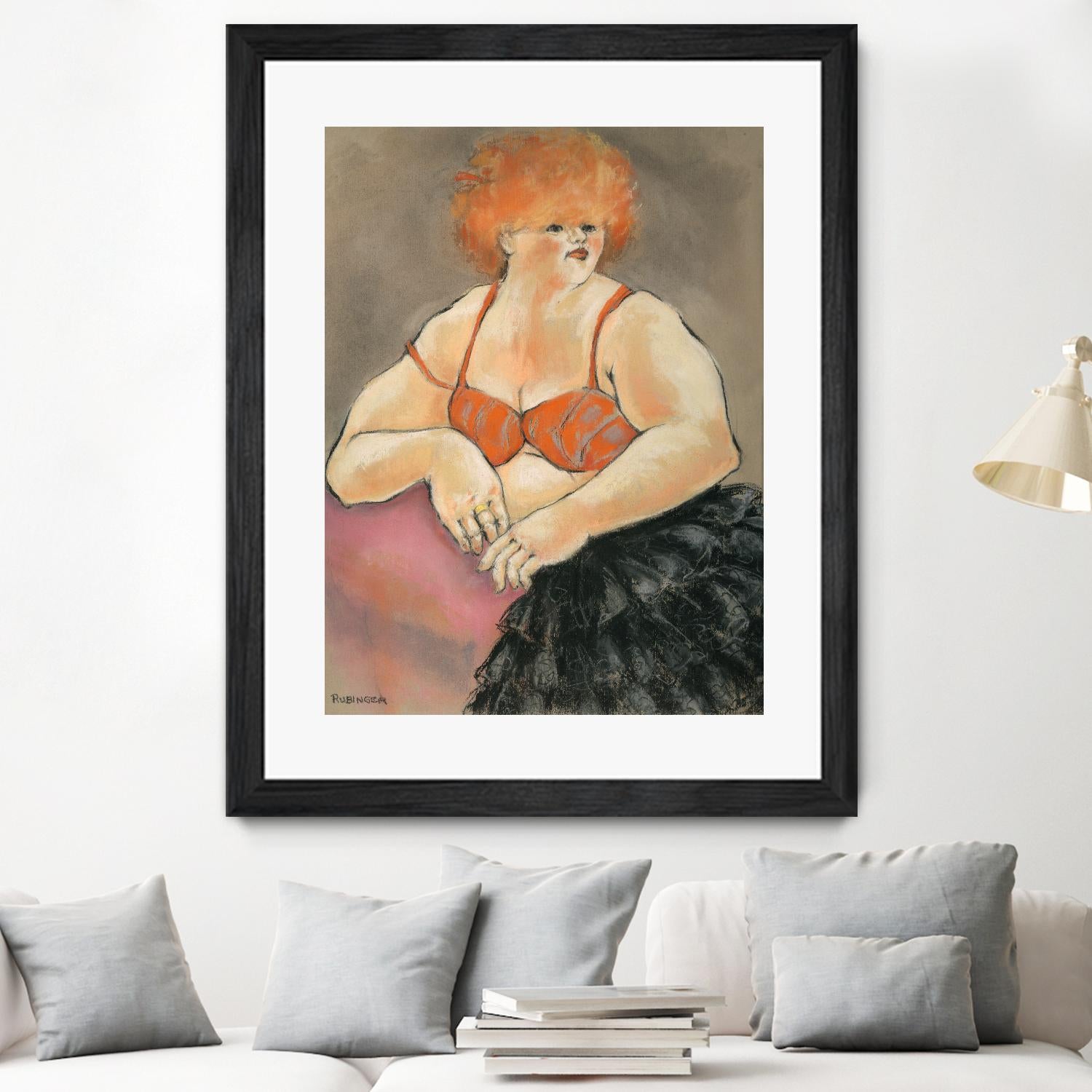 Hommage a la Goulue 2 by Bram Rubinger on GIANT ART - orange figurative drawing