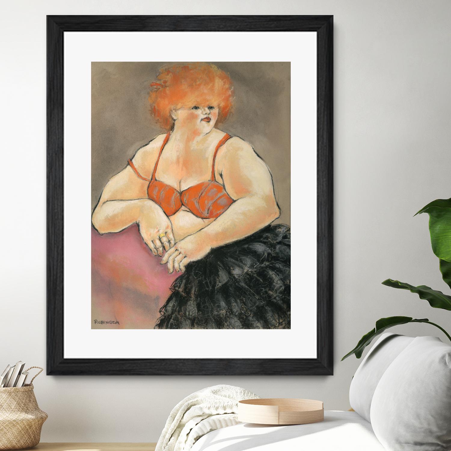 Hommage a la Goulue 2 by Bram Rubinger on GIANT ART - orange figurative drawing