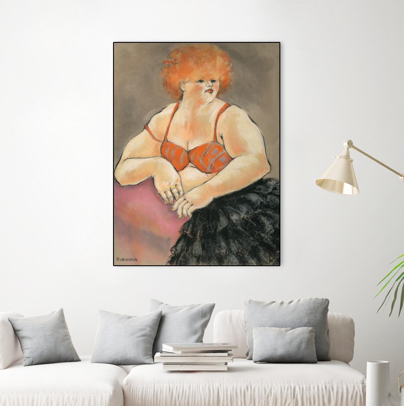 Hommage a la Goulue 2 by Bram Rubinger on GIANT ART - orange figurative drawing