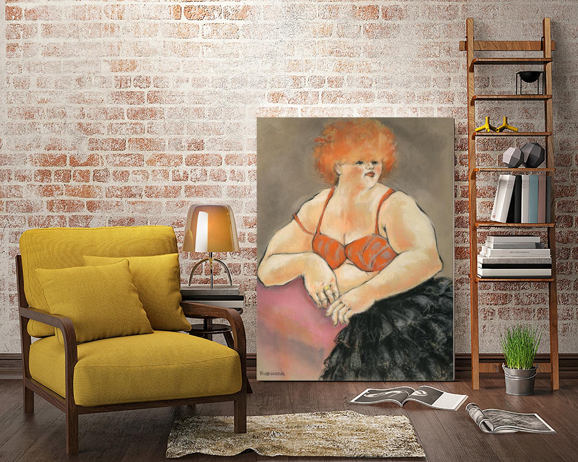 Hommage a la Goulue 2 by Bram Rubinger on GIANT ART - orange figurative drawing