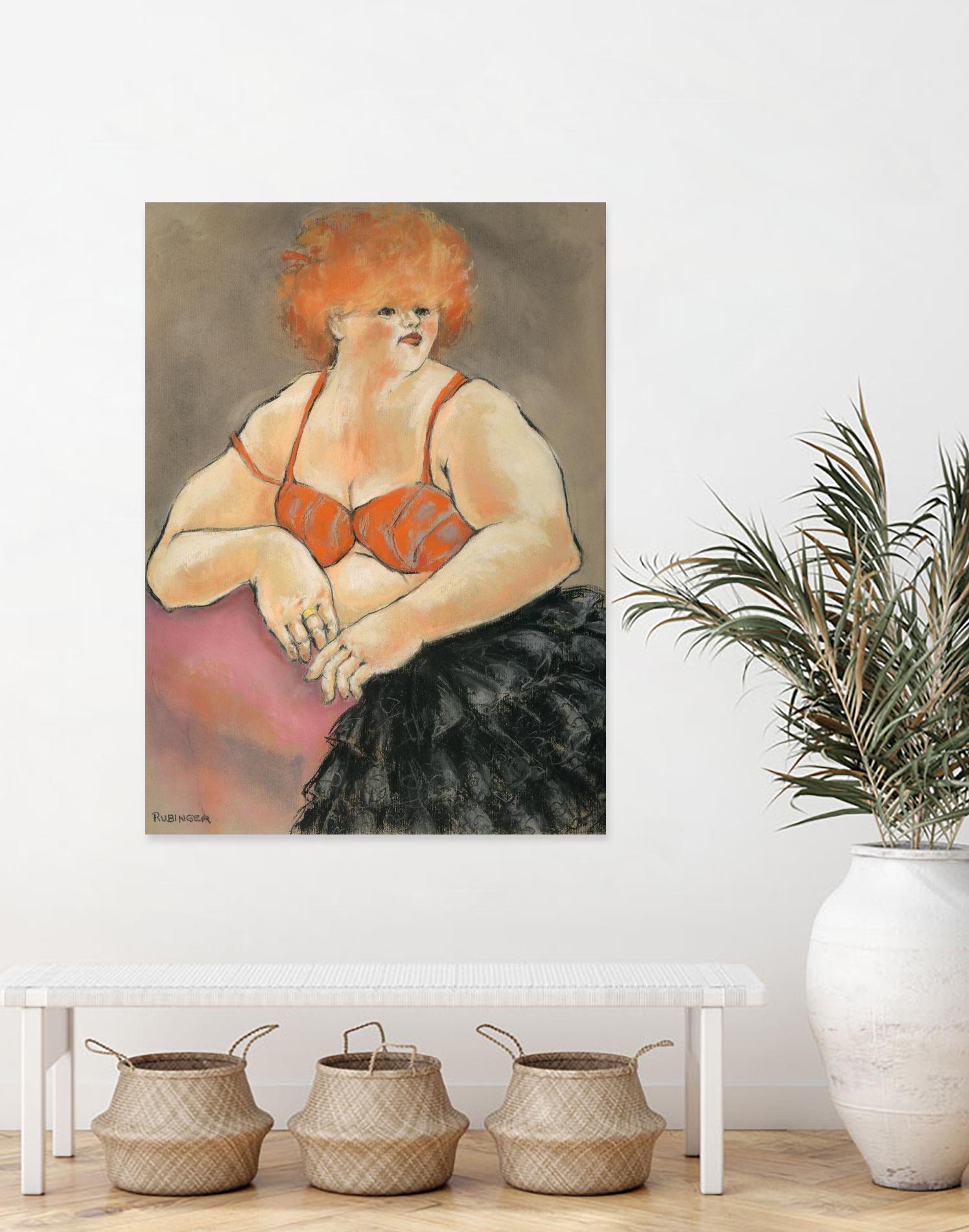 Hommage a la Goulue 2 by Bram Rubinger on GIANT ART - orange figurative drawing