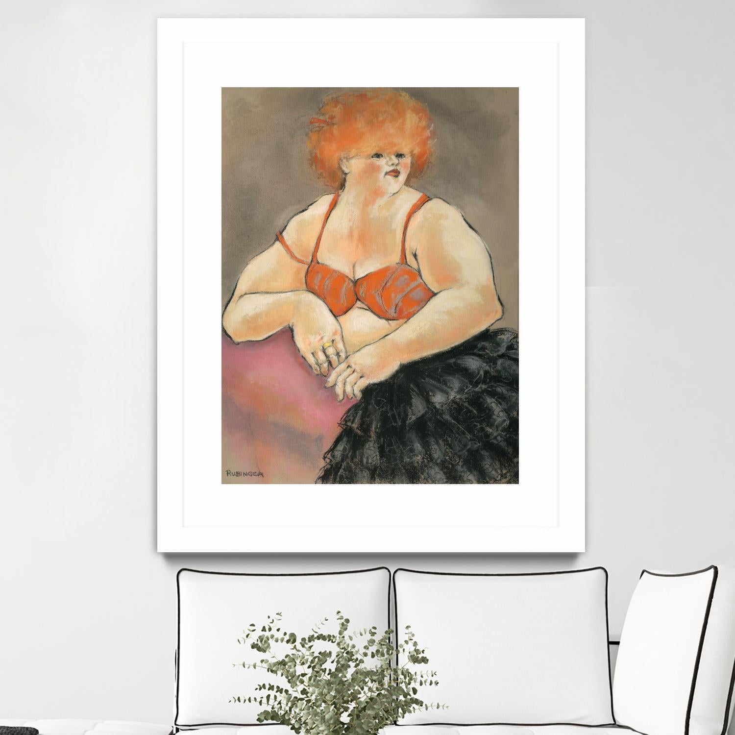 Hommage a la Goulue 2 by Bram Rubinger on GIANT ART - orange figurative drawing