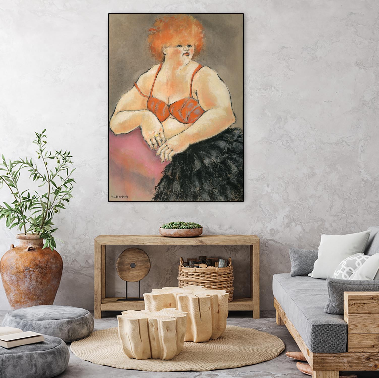 Hommage a la Goulue 2 by Bram Rubinger on GIANT ART - orange figurative drawing