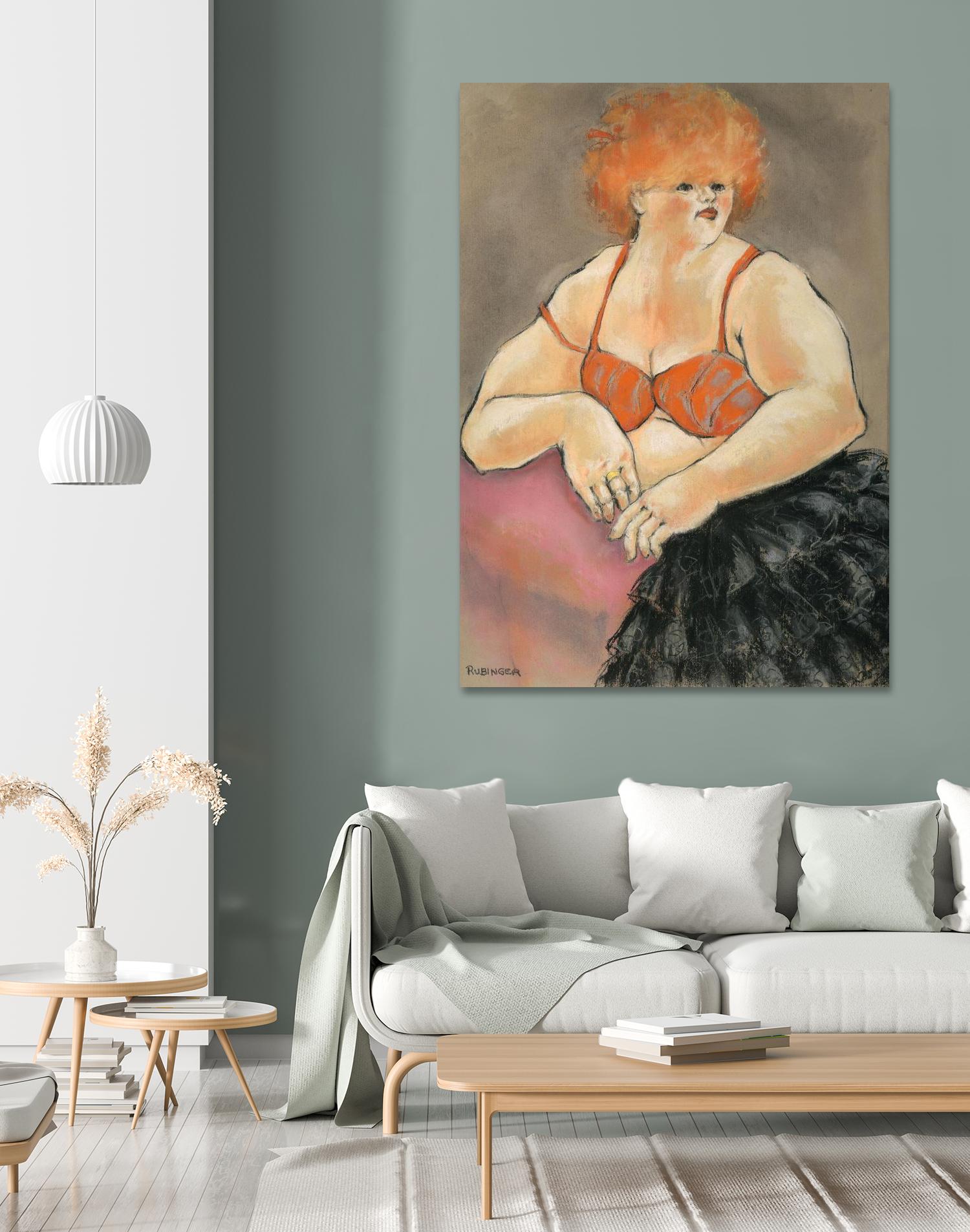 Hommage a la Goulue 2 by Bram Rubinger on GIANT ART - orange figurative drawing