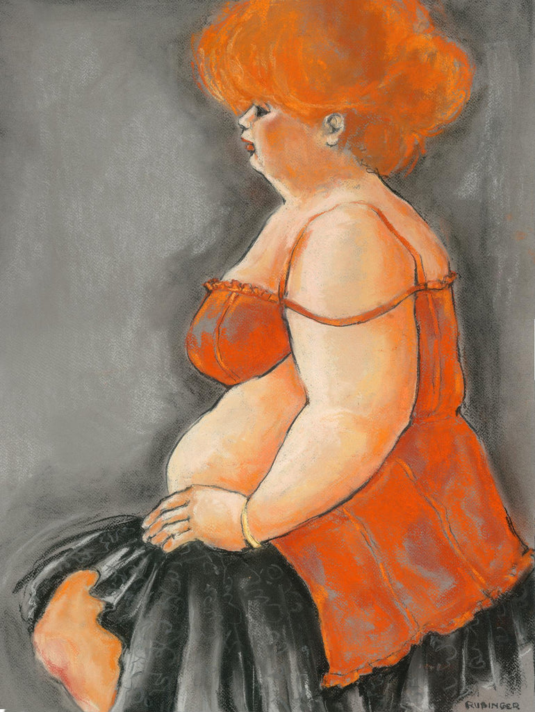 Hommage a la Goulue 3 by Bram Rubinger on GIANT ART - orange figurative drawing