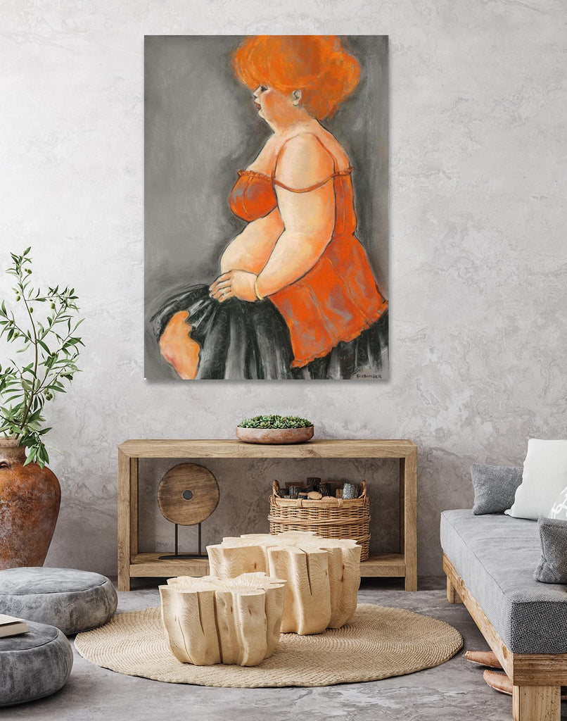 Hommage a la Goulue 3 by Bram Rubinger on GIANT ART - orange figurative drawing