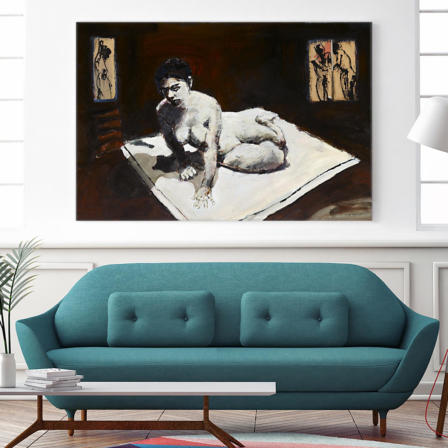 Telar by Jacques Clement on GIANT ART - burgundy figurative corps nu