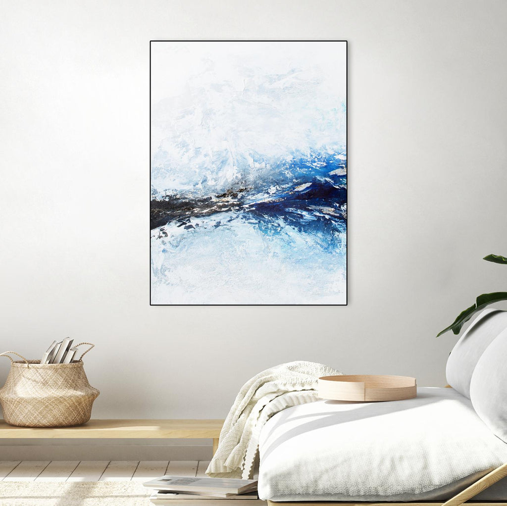 Frozen Golden Ocean -2-Square by Alyson Mccrink on GIANT ART - blue abstract