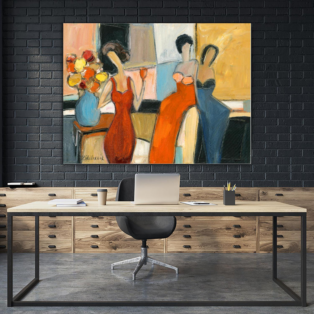 Three women by Julia Shaternik on GIANT ART - orange figurative canadien