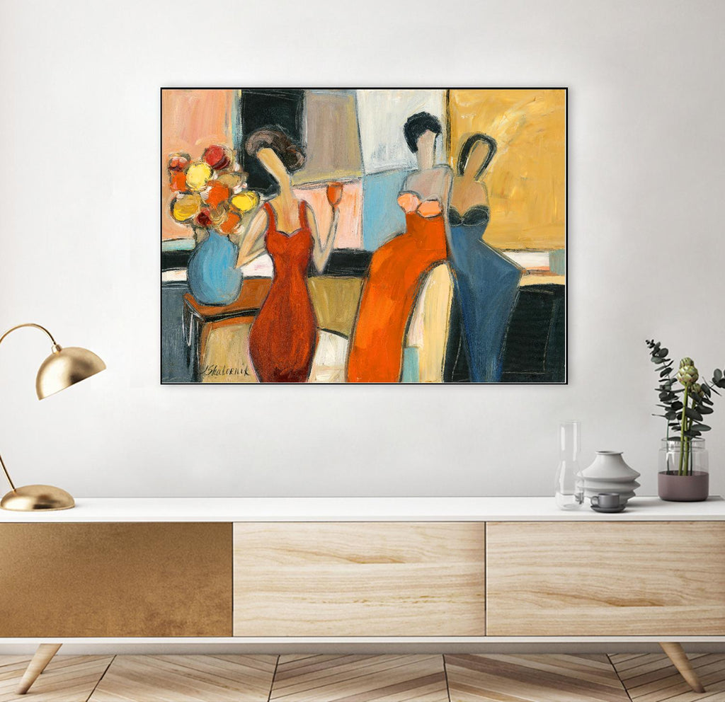 Three women by Julia Shaternik on GIANT ART - orange figurative canadien
