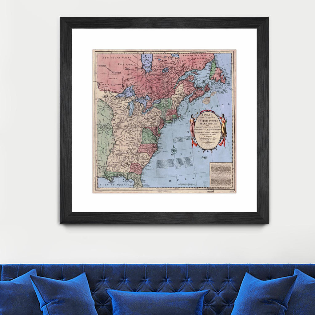 North american map  in 1784 by Archive on GIANT ART - pink maps