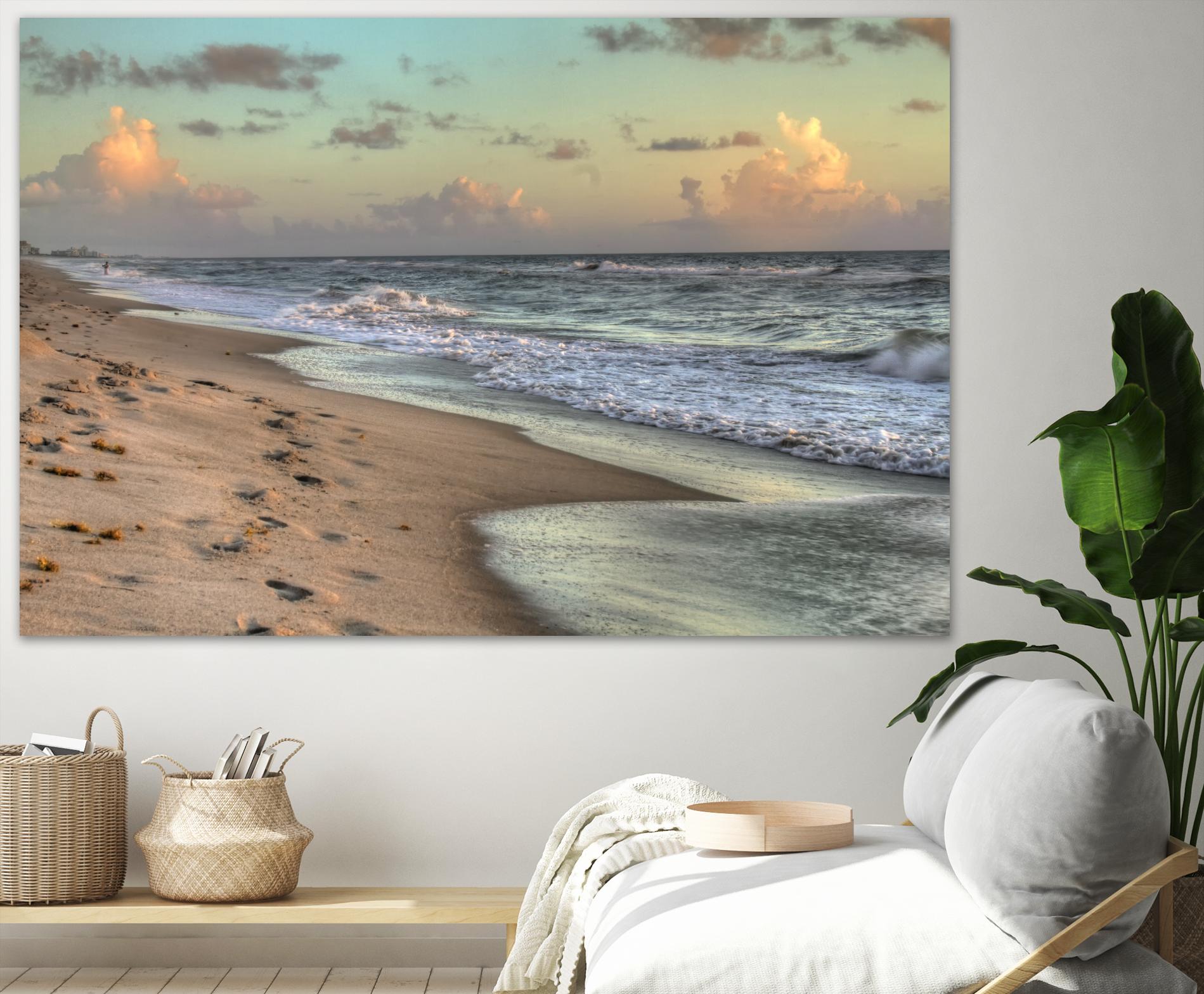 Indialantic 3 by Rene Griffith on GIANT ART - beige costal waves