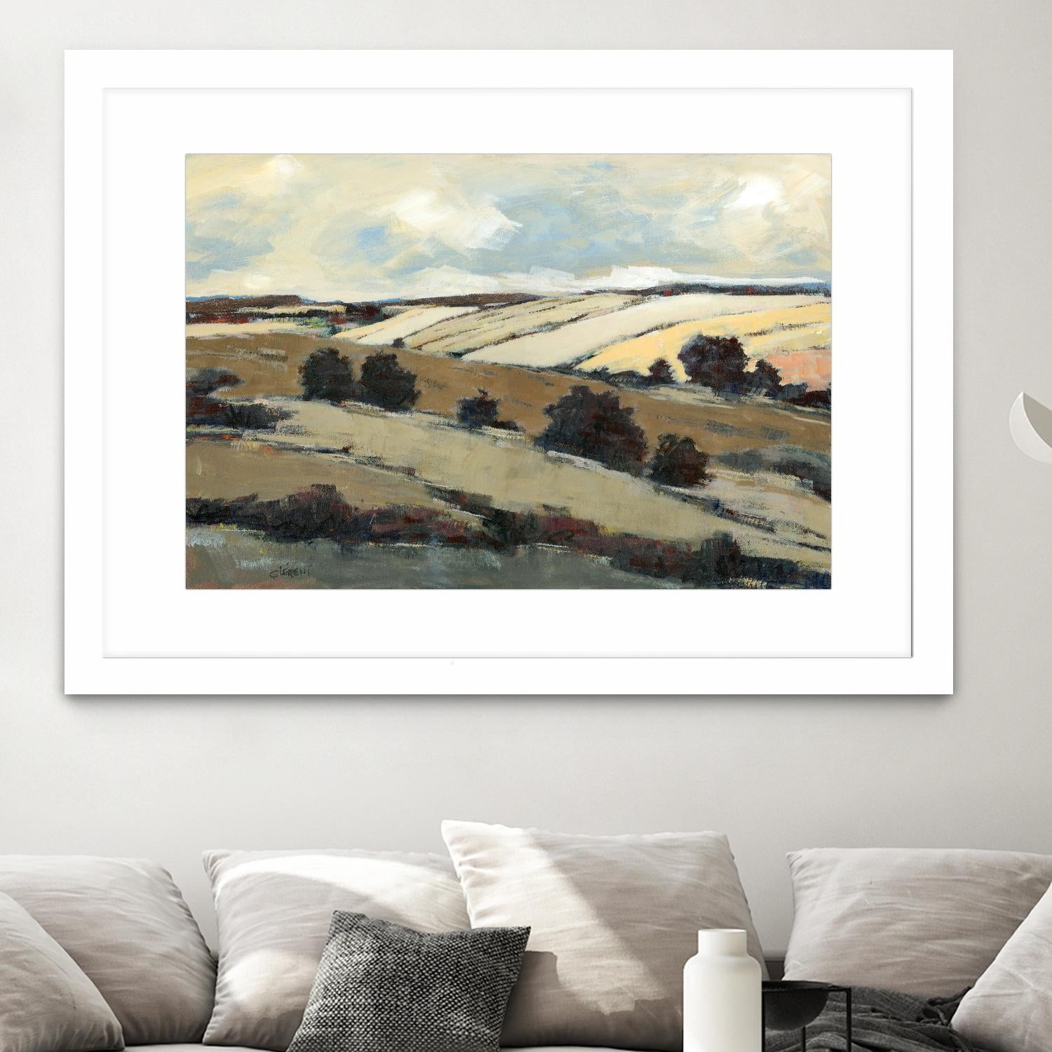 Serene Landscape 1 by Jacques Clement on GIANT ART - beige landscape champs