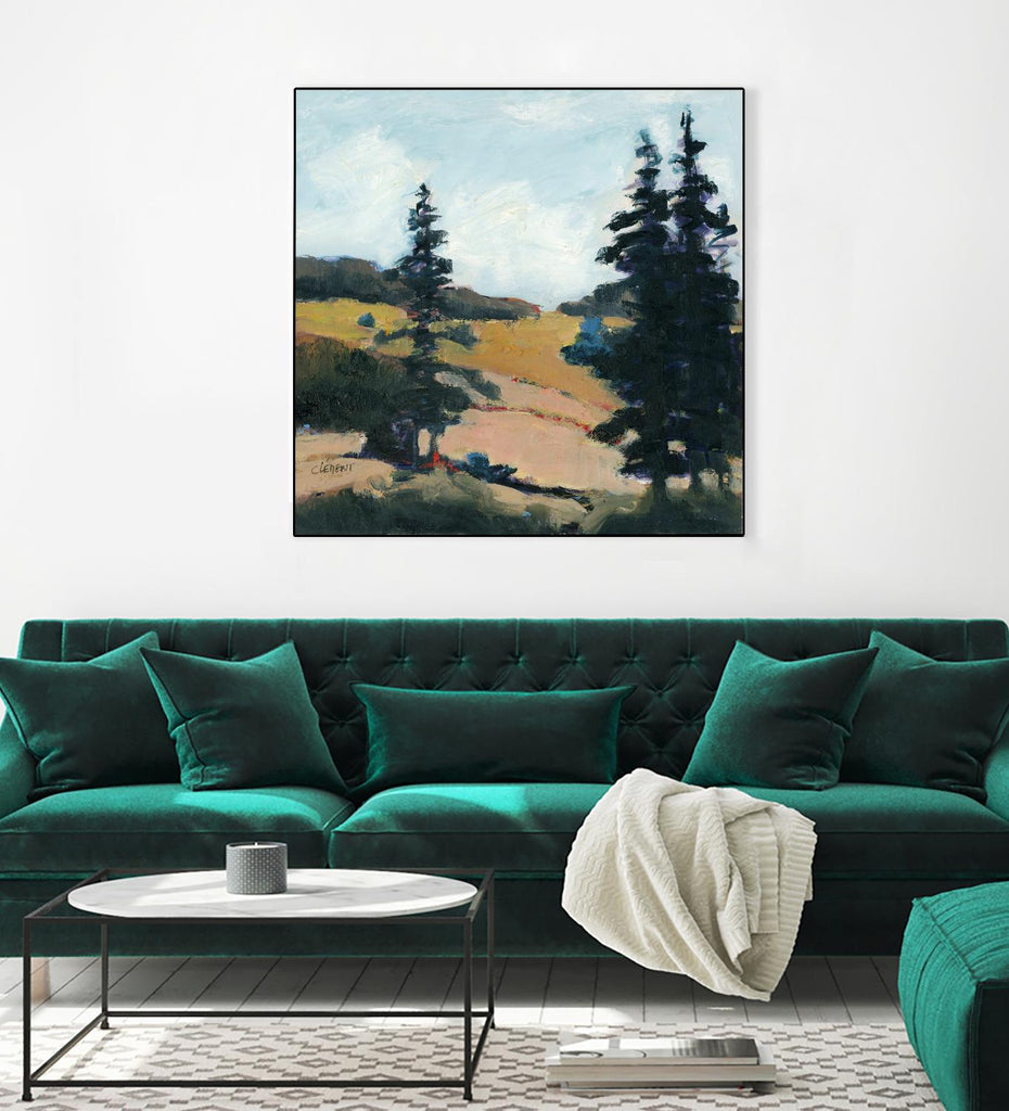 Trees 1 by Jacques Clement on GIANT ART - gold landscape sapins