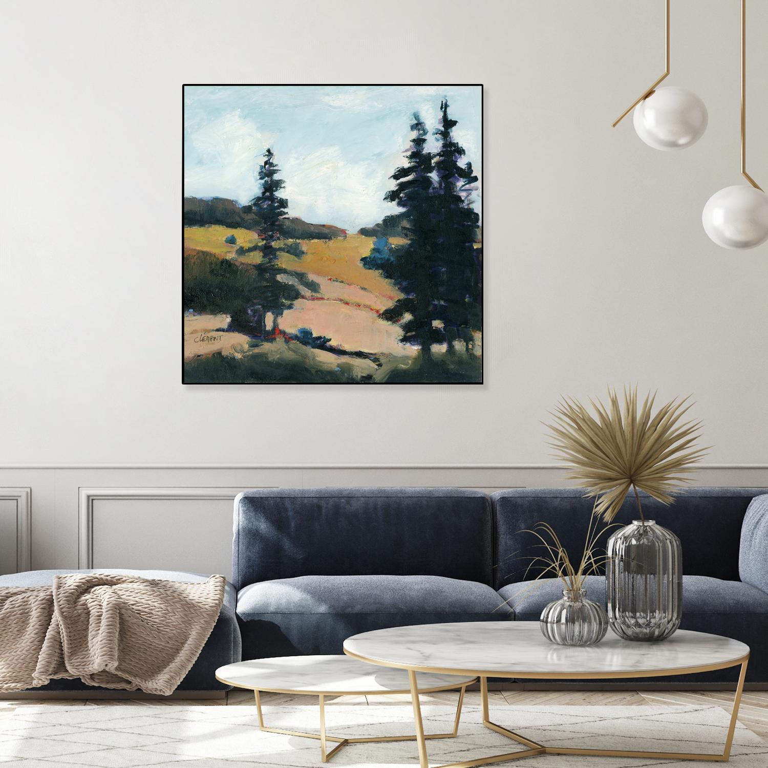 Trees 1 by Jacques Clement on GIANT ART - gold landscape sapins