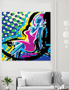 Sitting by Ray Lengelé on GIANT ART - pink animé woman