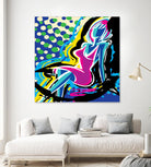 Sitting by Ray Lengelé on GIANT ART - pink animé woman