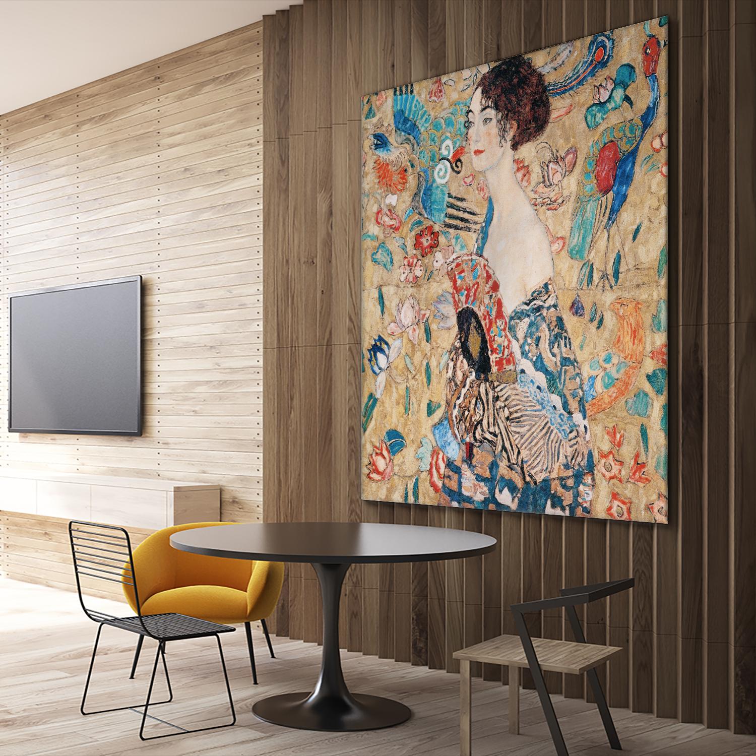 Woman with fan by Gustav Klimt on GIANT ART - gold masters féminité