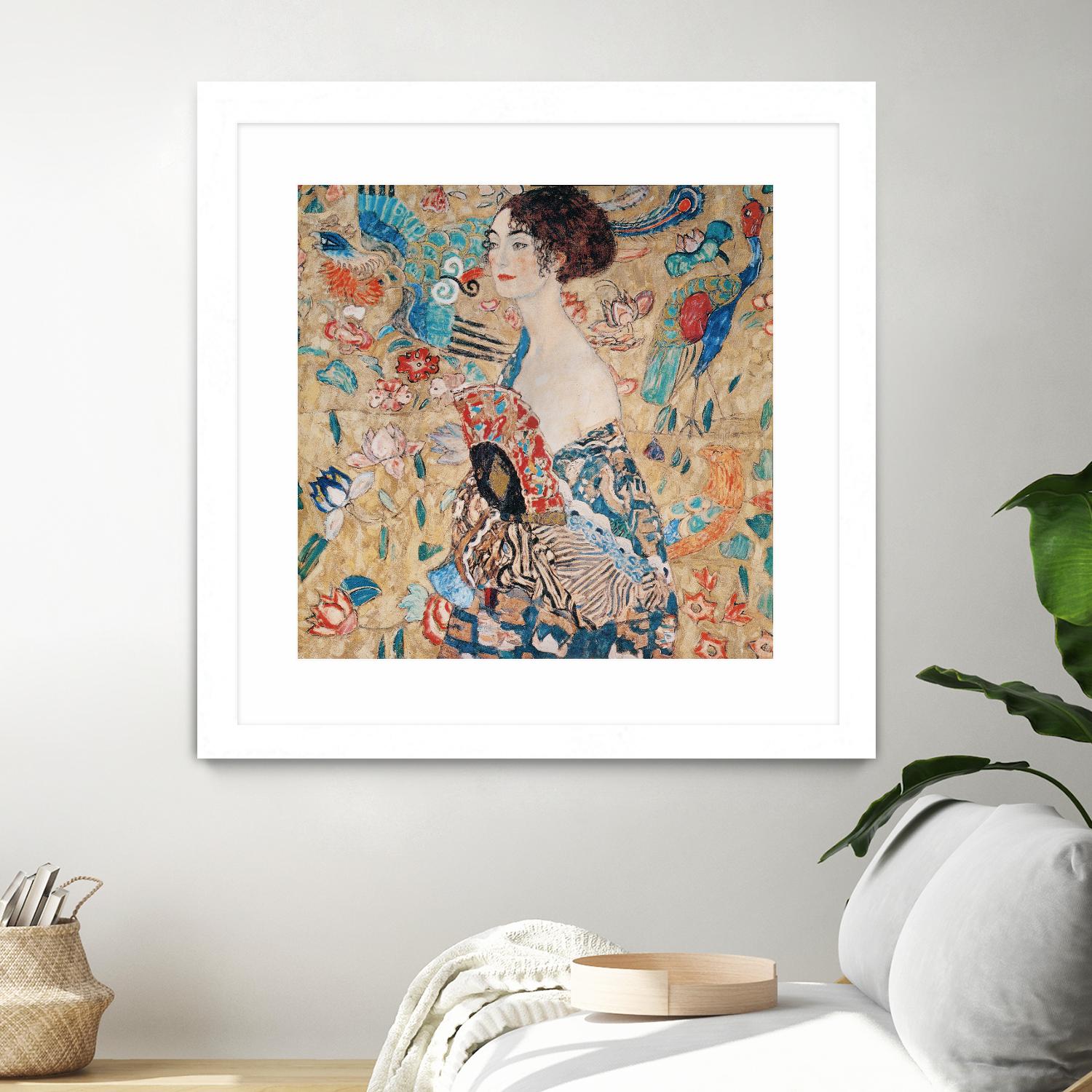 Woman with fan by Gustav Klimt on GIANT ART - gold masters féminité