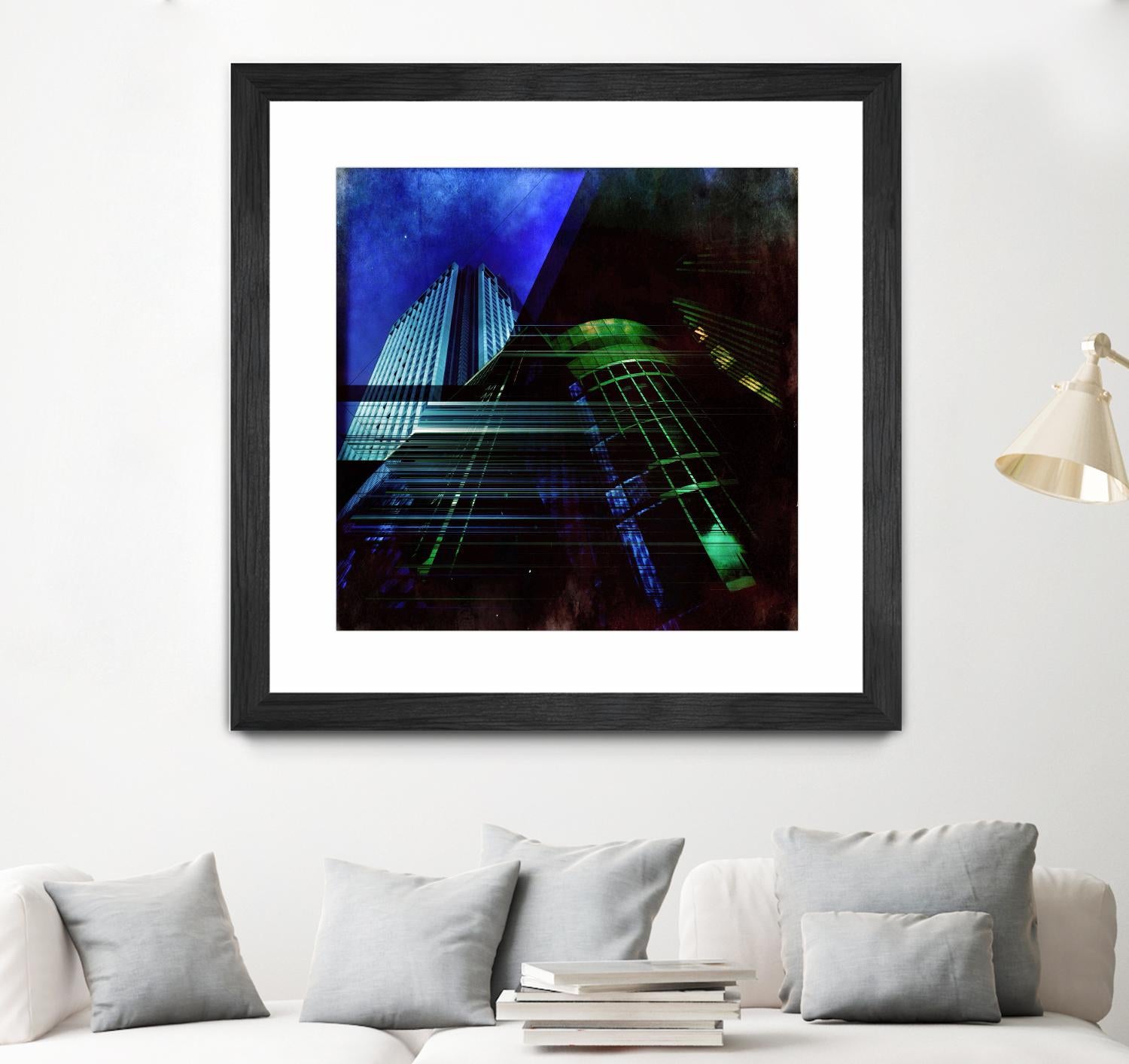 Skyscrapers 2 by Jean-François Dupuis on GIANT ART - green contemporary down town