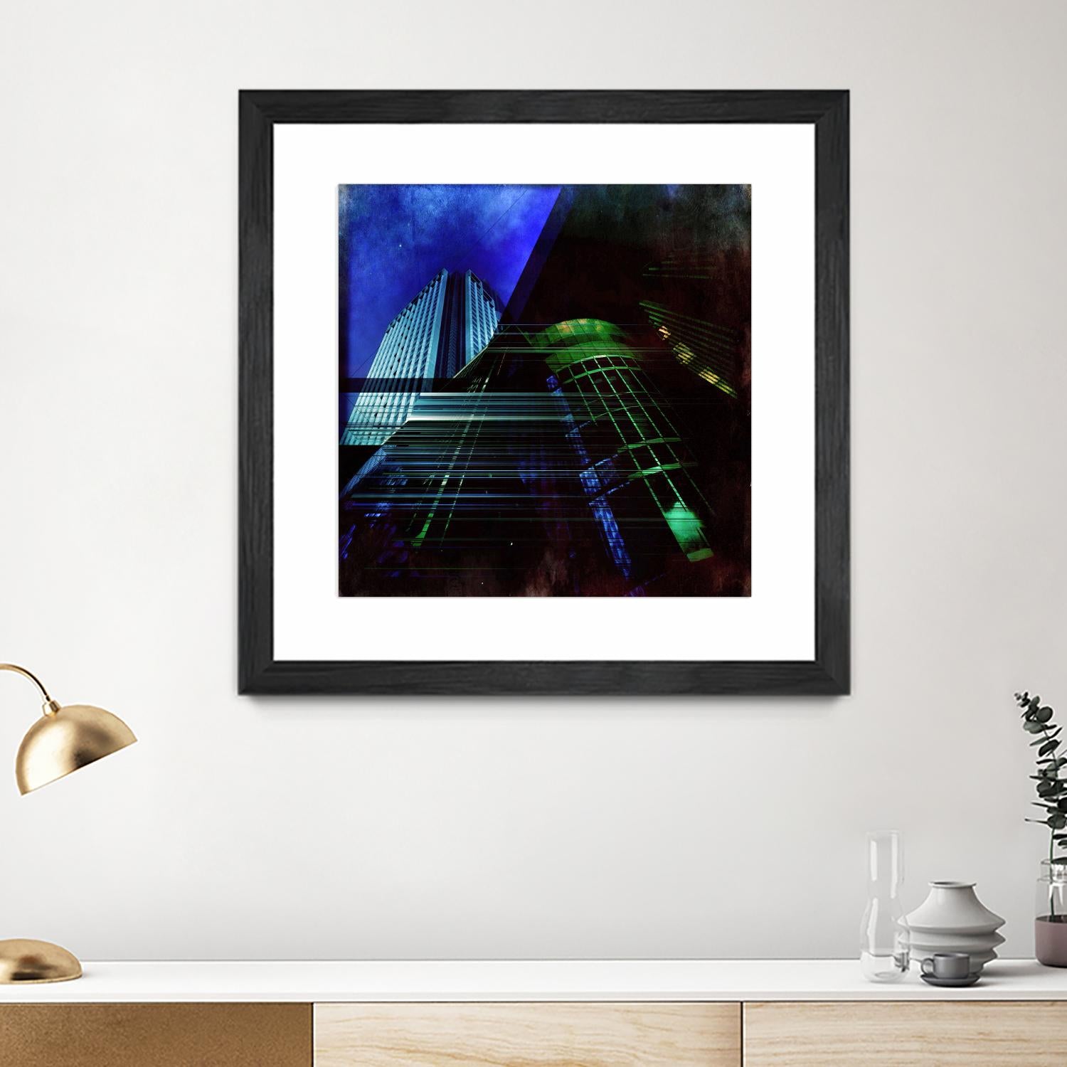 Skyscrapers 2 by Jean-François Dupuis on GIANT ART - green contemporary down town