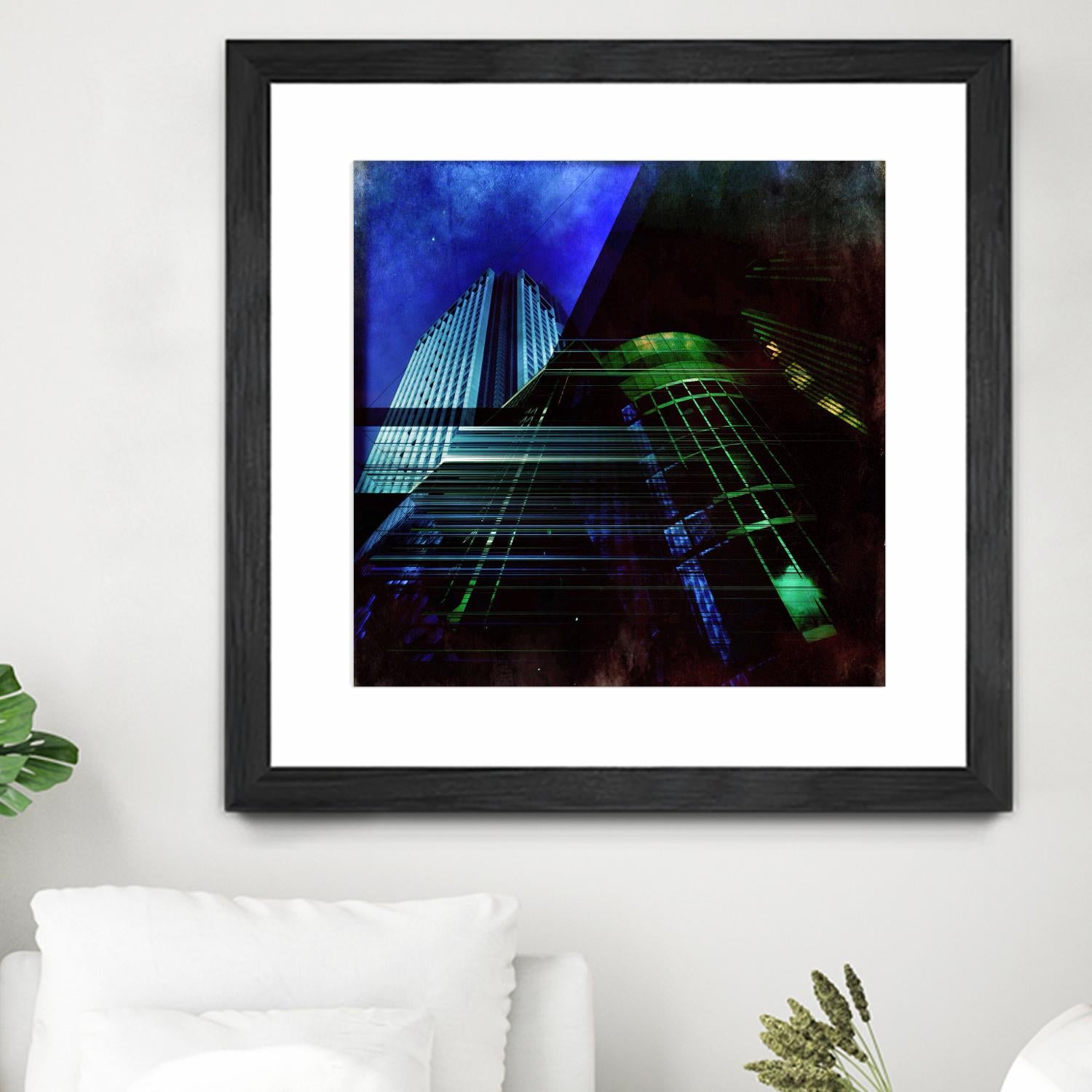 Skyscrapers 2 by Jean-François Dupuis on GIANT ART - green contemporary down town