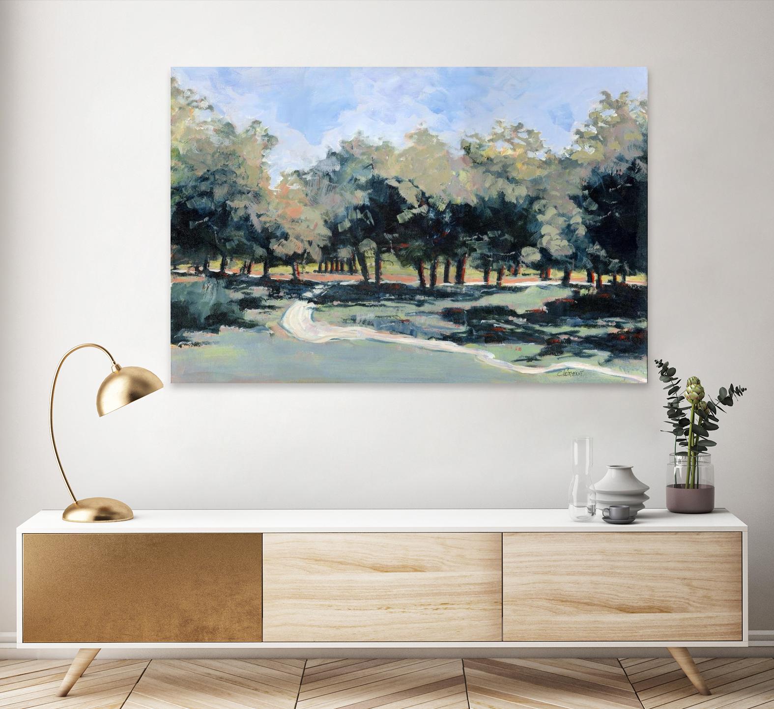 Road in the wood by Jacques Clément on GIANT ART - green landscape forest