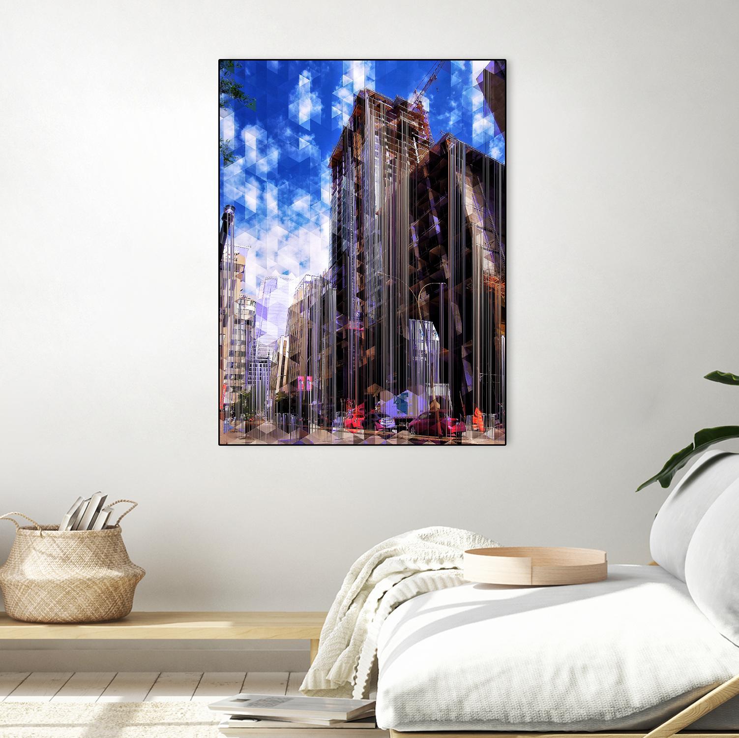 Urban Distortion V by Jean-François Dupuis on GIANT ART - blue city scene rue