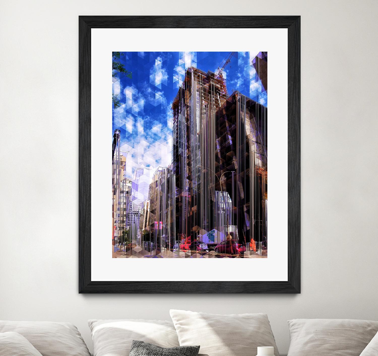 Urban Distortion V by Jean-François Dupuis on GIANT ART - blue city scene rue