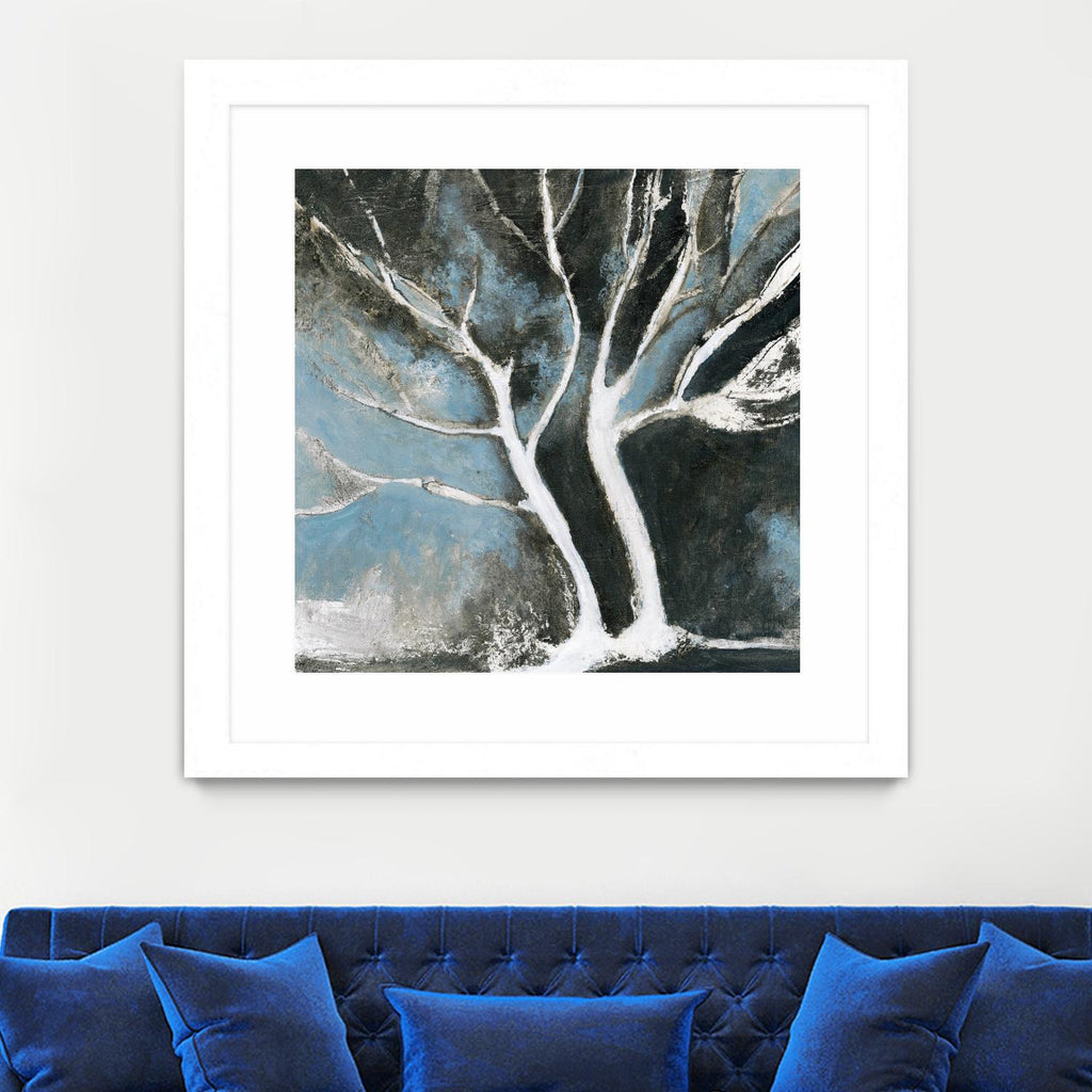 Glacial blue II de Kathleen Cloutier sur GIANT ART - arbres bleus abstraits