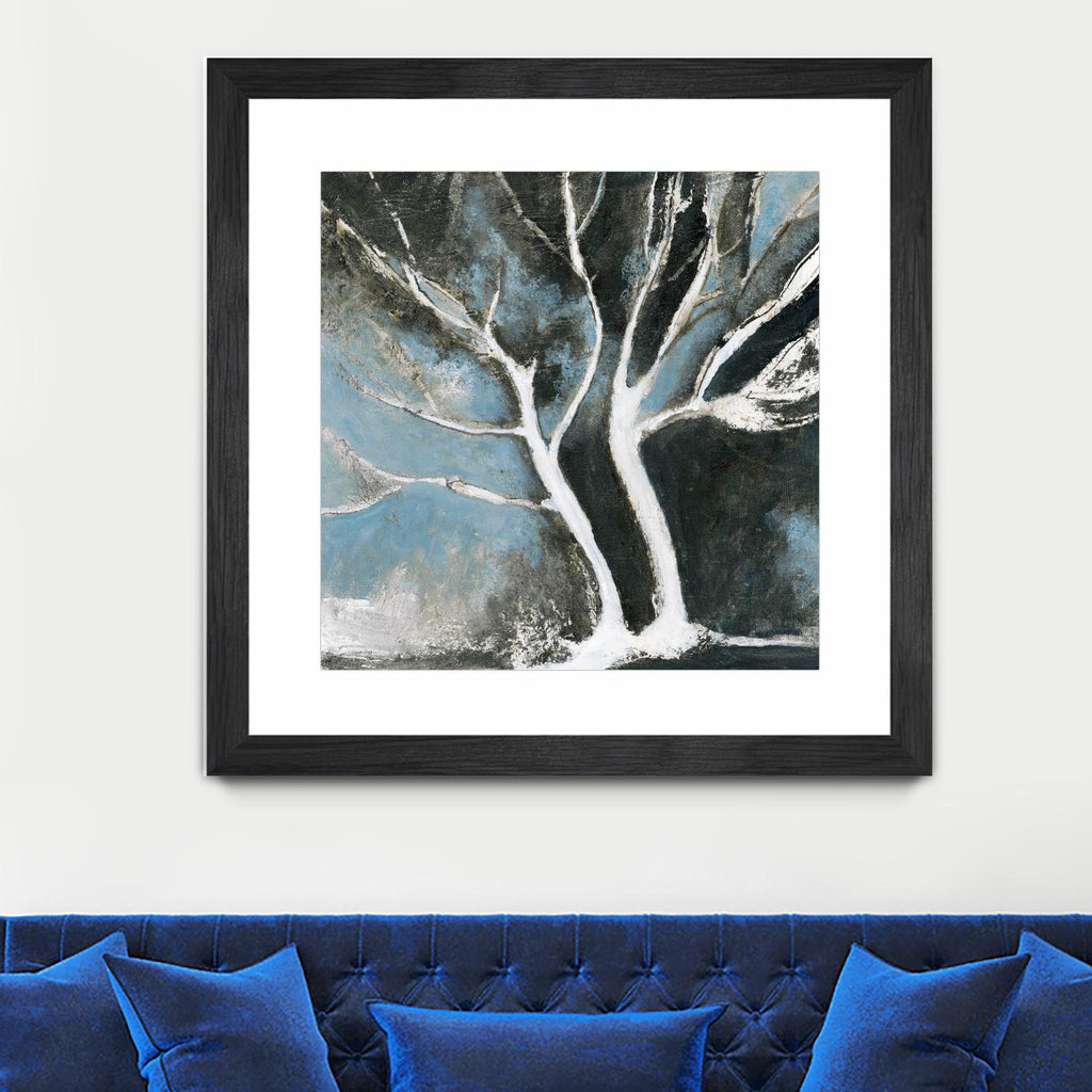 Glacial blue II de Kathleen Cloutier sur GIANT ART - arbres bleus abstraits