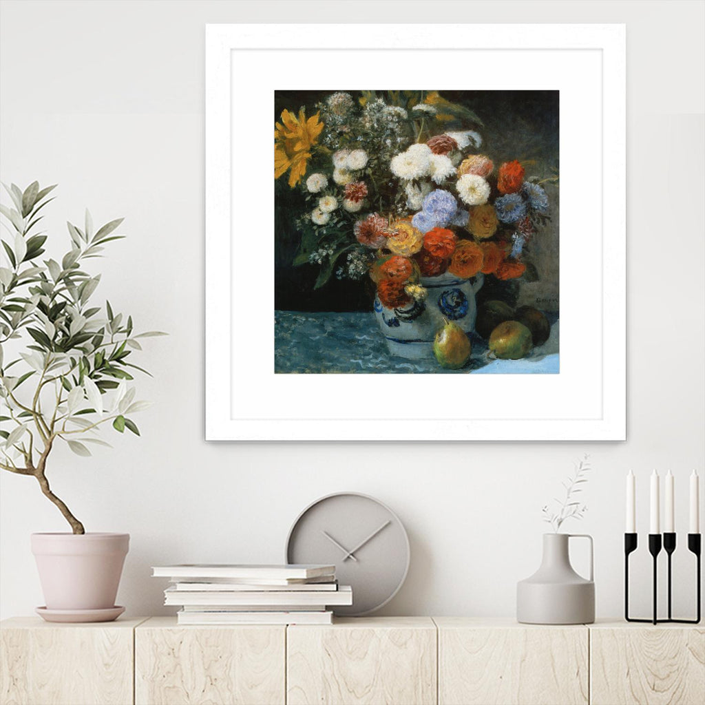 Fleurs dans un pot en faïence d'Auguste Renoir sur GIANT ART - fleurs rouges