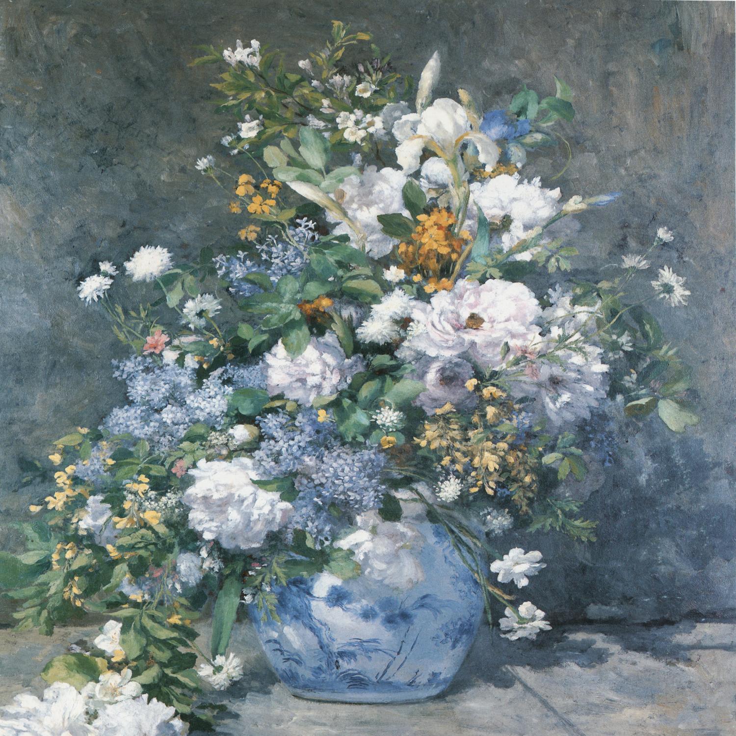 Bouquet Printanier d'Auguste Renoir sur GIANT ART - bleu fleurs floral