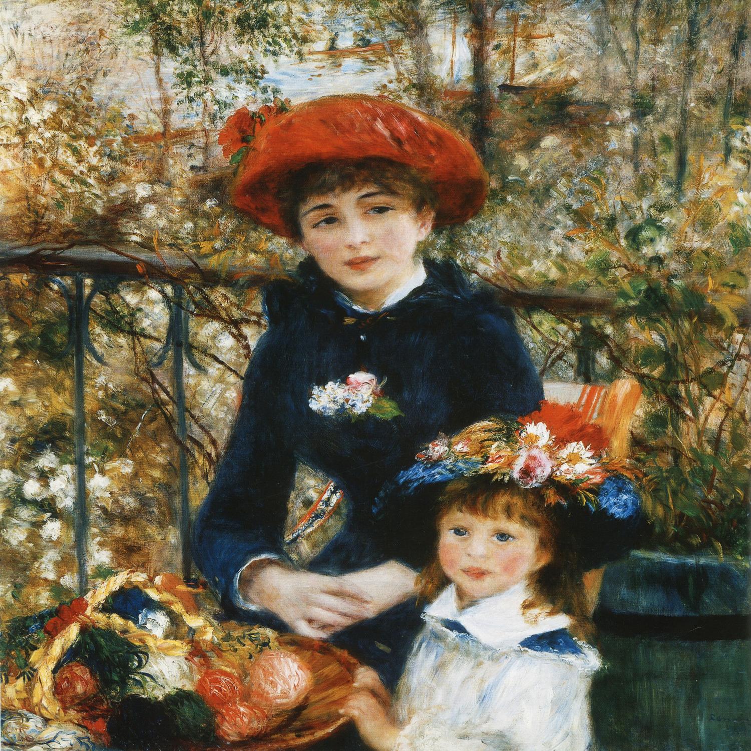 À la terrasse d'Auguste Renoir sur GIANT ART - mère et enfant figuratifs rouges