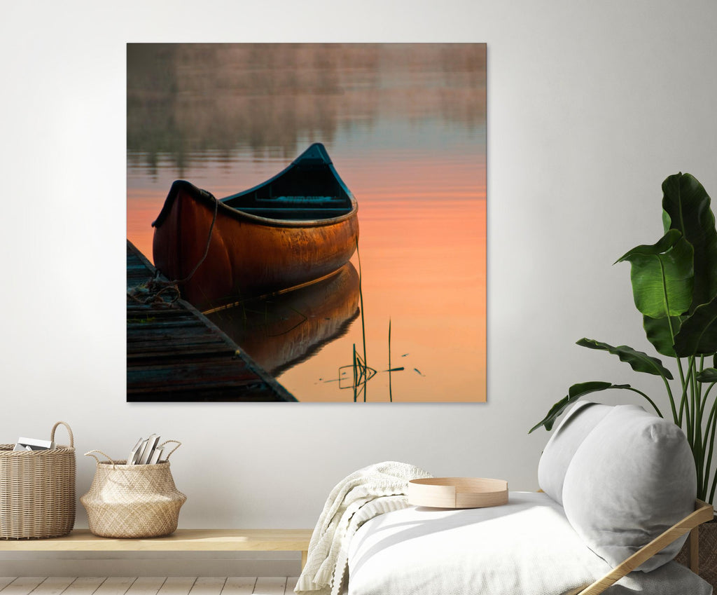 Canoe by Rick Schmidt on GIANT ART - brown sea scene