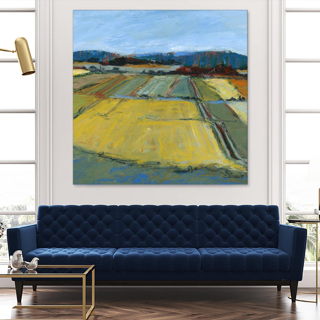 Paysage au pastel IX par Jacques Clement sur GIANT ART - paysage bleu