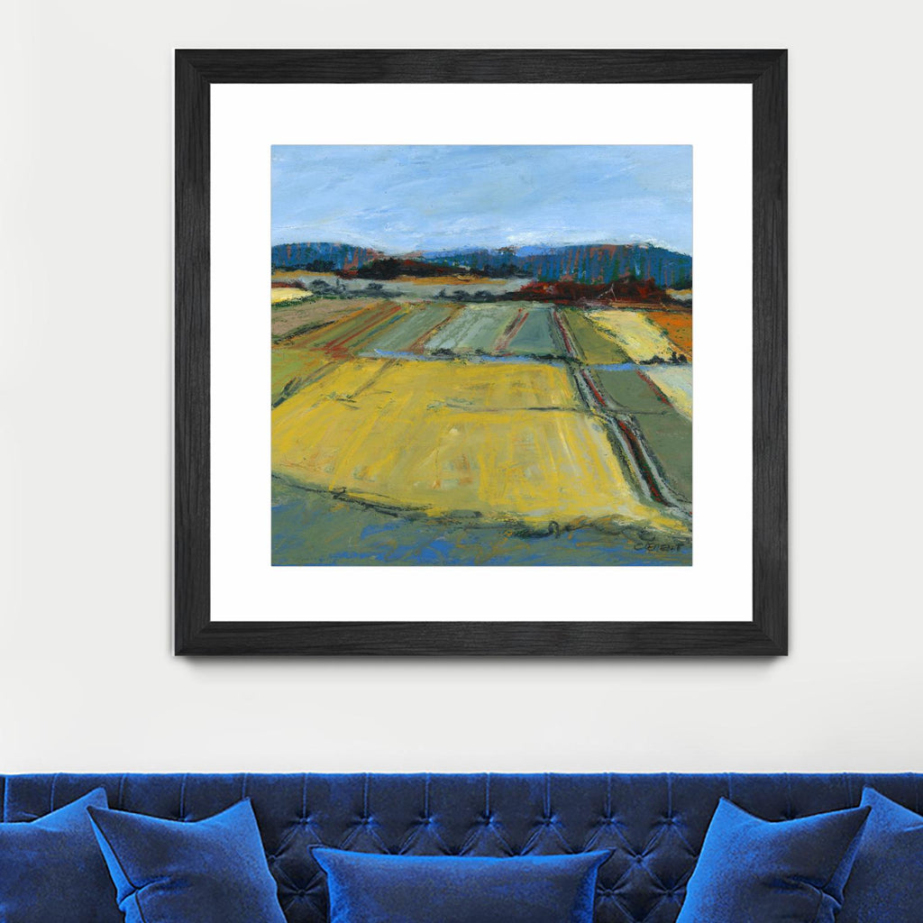 Paysage au pastel IX par Jacques Clement sur GIANT ART - paysage bleu