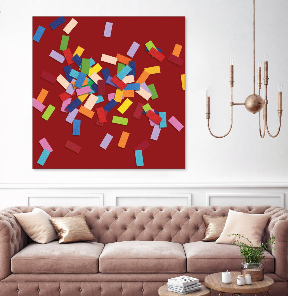 CONFETTI B -rouge by Celine Cimon on GIANT ART - red abstract canadian