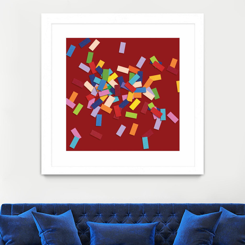 CONFETTI B -rouge by Celine Cimon on GIANT ART - red abstract canadian